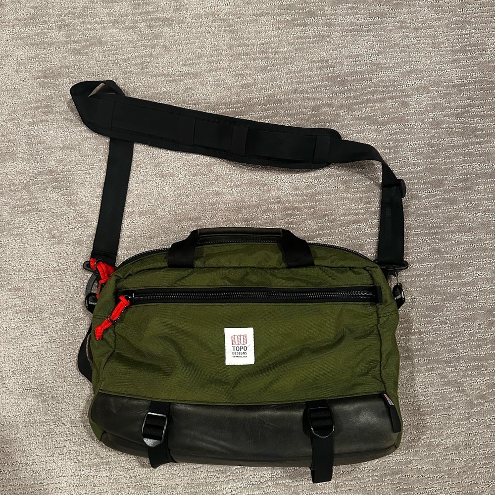 Topo Designs Olive and Black Messenger Bag/ Backpack